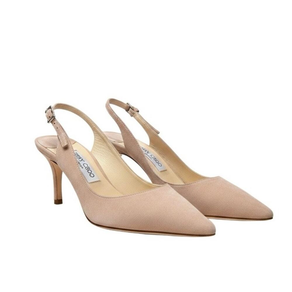 Jimmy Choo Nude Suede Slingback Pointed Toe Stiletto Heels Size 39